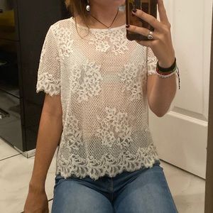 Cute creamy white lace t-shirt 🤍